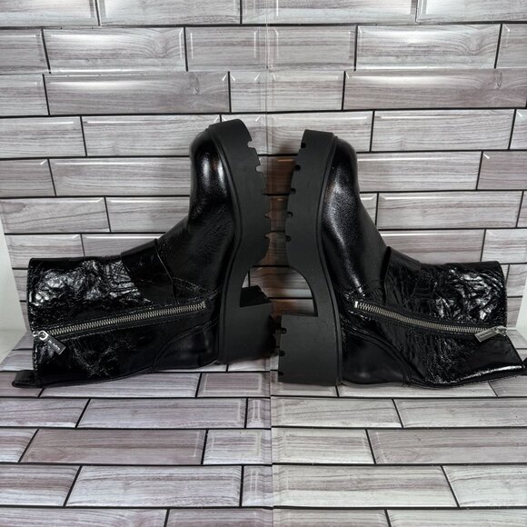 Michael Michael Kors Women's Perry‎ Leather Buckled Platform Moto Booties Size 7 - Picture 6 of 8